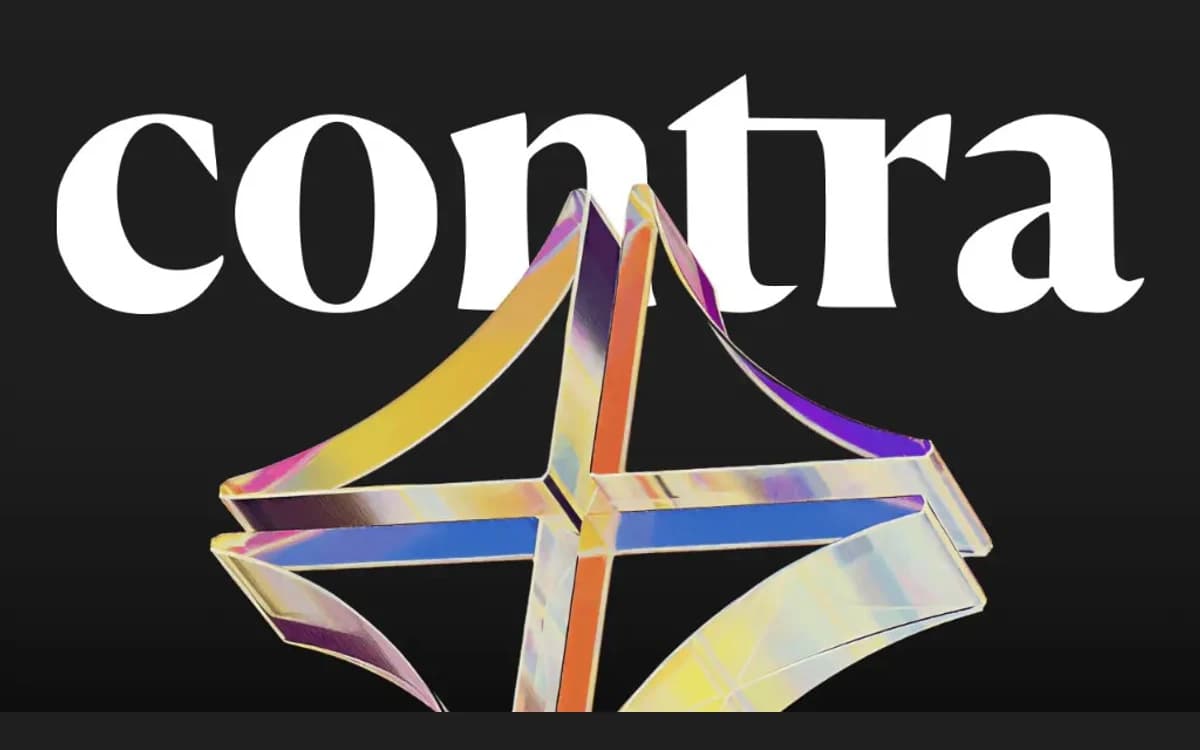 Logo da Contra em branco com símbolo tridimensional colorido